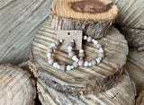 Barnwood and Cream Beaded Hoops