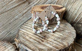 Barnwood and Cream Beaded Hoops