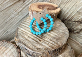 Chiseled Turquoise Glass Bead Hoops