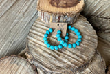 Chiseled Turquoise Glass Bead Hoops
