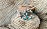 Barnwood and Teal Beaded Hoops
