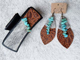 Two-Tone Leather Hair Clip with Turquoise Beads