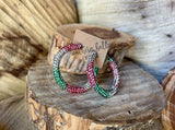 Christmas Cheer Rhinestone Hoops