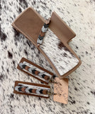 Two-Tone Leather Hair Clip with Chevron Beads