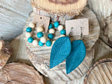 Rustic Turquoise Leather Petals - Pinched