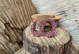 "Pink Flamingo" Rhinestone Hoops