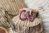 "Pink Flamingo" Rhinestone Hoops