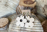 Wooden Flower Earrings + Gold Flower Studs