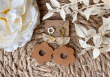 Boho Floral Acrylic + Caramel Flower Leather Earrings