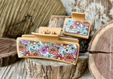Large Happy Flowers Cowhide Clip