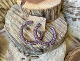 "Moody Mauve" Rhinestone Hoops