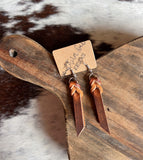 Mini Braided Leather Earrings - McCoy Brown